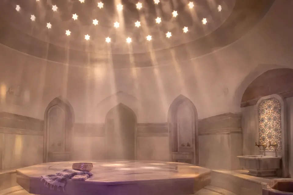 Elena Masaj Salonu, Bağcılar — hamam bölümü, kurna ve mermer